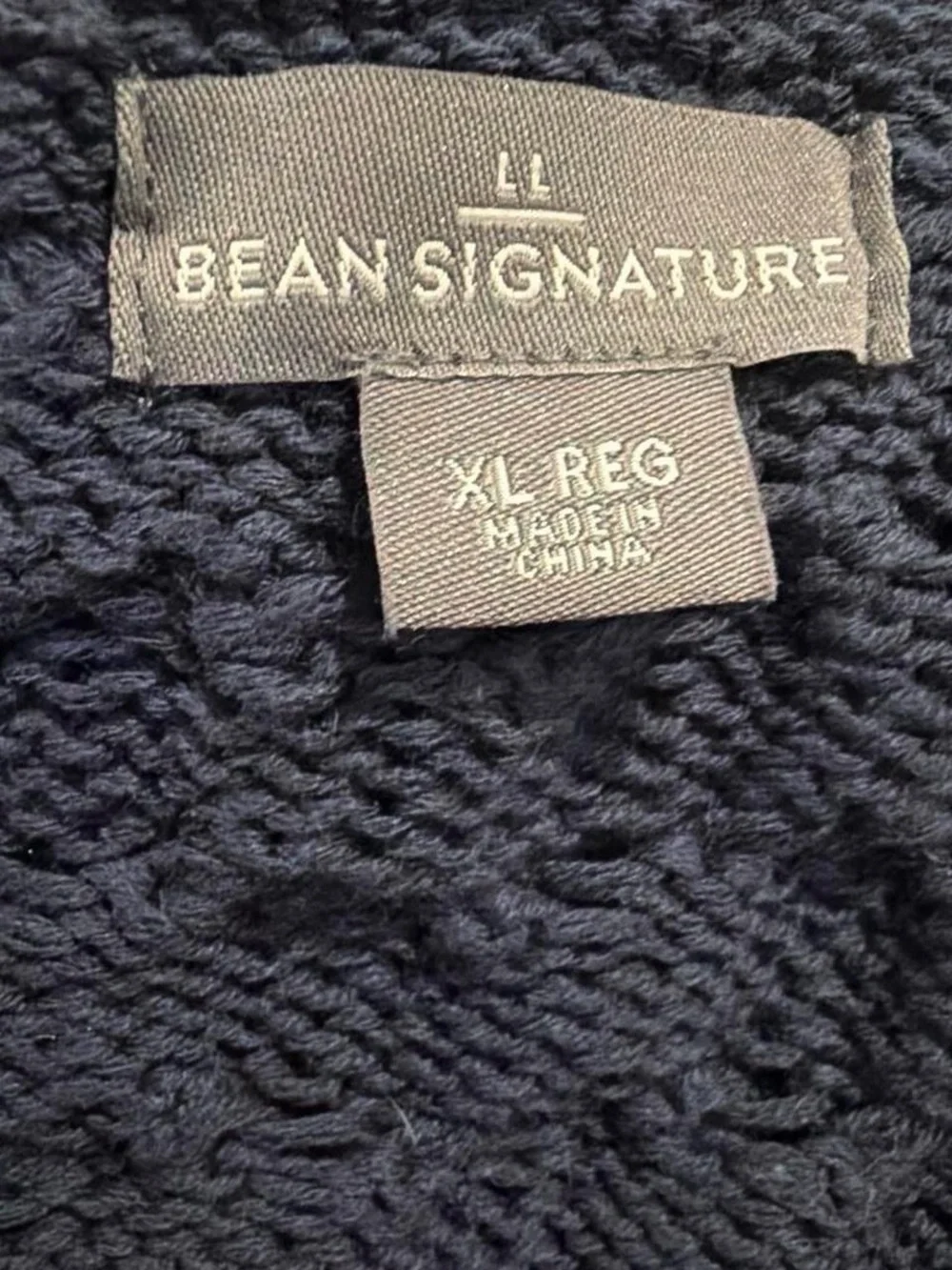LL Bean Signature Shawl Collar Cable Cardigan - Navy Blue Men’s XL